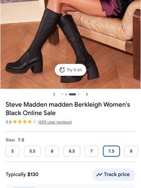 Steve Madden Black Knee-High Block Heel Boots